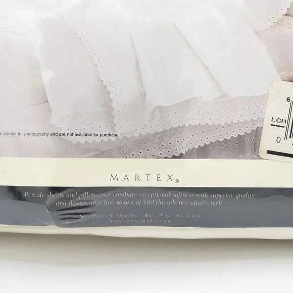 Vintage Martex Sheet KING Set Pipeline Lace Eyelet Ecru Off-White NOS Sealed New - Picture 10 of 13